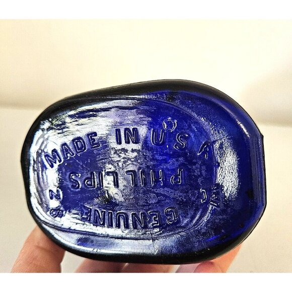 Vintage Cobalt Blue Glass Bottle Flower Display Shabby Chic Decor See Through - Picture 5 of 8